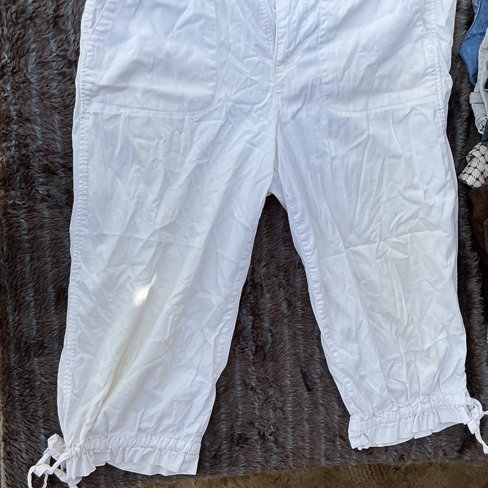 White Drawstring Capris
